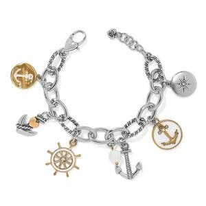 NEW BRIGHTON women's anchors aweigh charm bracelet in silver gold